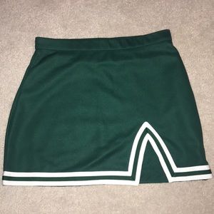 Green and white A line cheer skirt